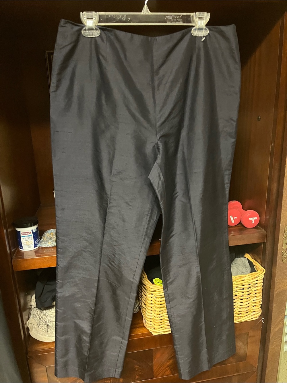 NWT Peck & Peck Raw Silk Women's Dress midnight NAVY Pants